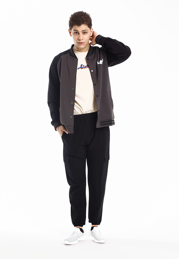 Forest Jacket Lelaki | Forest x Disney Stitch Premium 260gsm Air-Cotton Regular Fit Men Baseball Jacket - FW30008