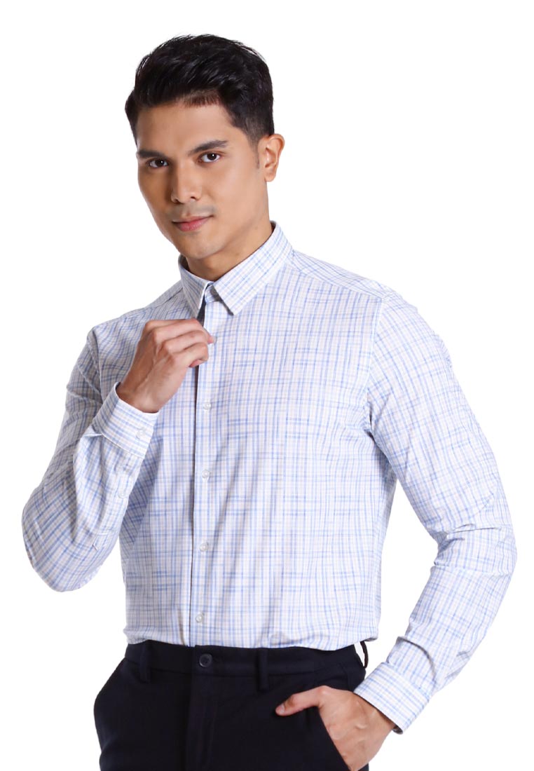 Alain Delon Baju Kemeja Berkolar | Alain Delon Rayon Mixed No Pocket Slim Fit Stripes Collar - 15123028