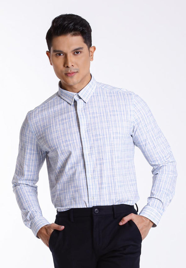 Alain Delon Baju Kemeja Berkolar | Alain Delon Rayon Mixed No Pocket Slim Fit Stripes Collar - 15123028