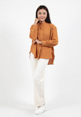 Forest Ladies Cotton Gauze Long Sleeve Mandarin Collar Blouse | Baju Lengan Panjang Perempuan - 822397