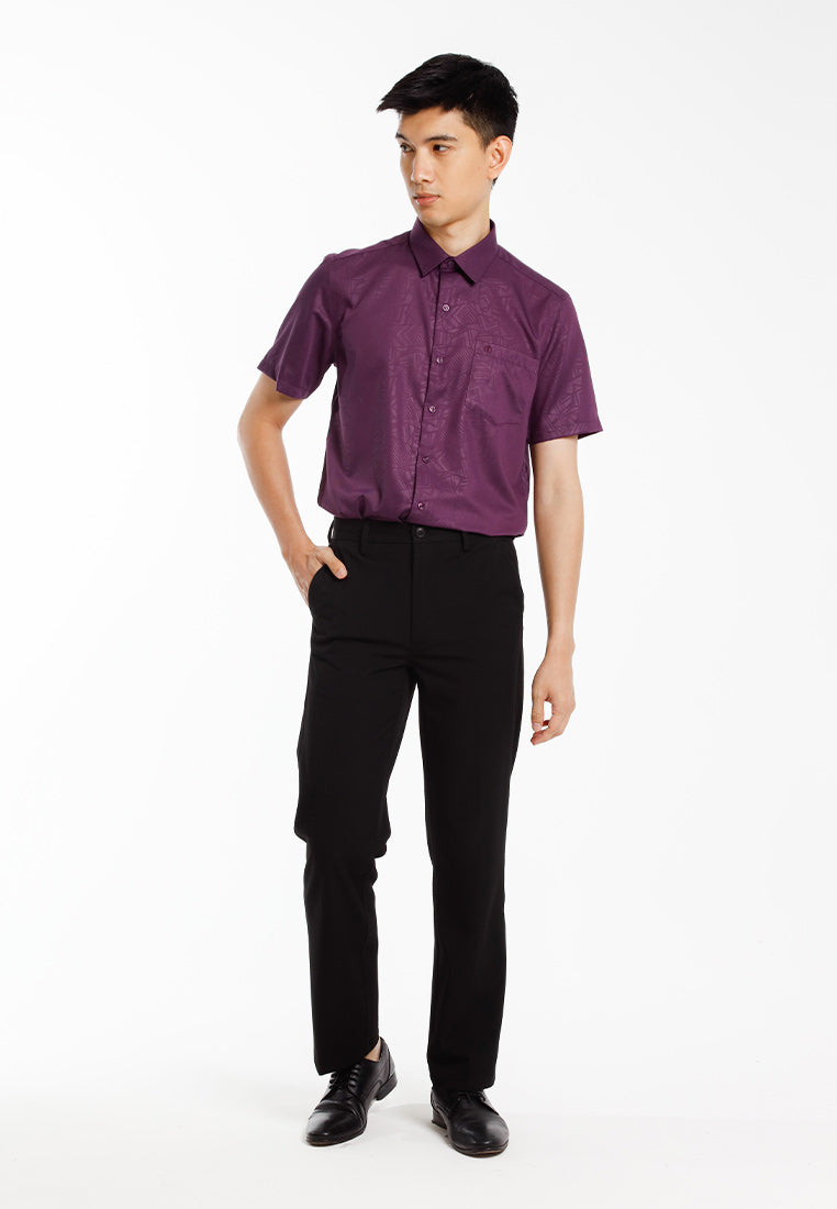 Alain Delon Baju Kolar Lelaki | Alain Delon Cotton Spandex Modern Fit Short Sleeve Collar - 14525015