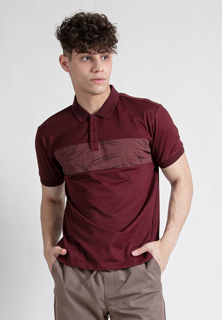 Forest Slim Fit Pattern Collar T Shirt Men Polo Tee | Baju T Shirt Lelaki - 23698