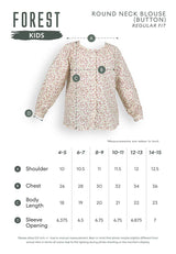 Forest Kids Girls Floral Pattern Cotton Button Blouse Woven Long Sleeve Top | Baju Budak Perempuan - FK820084