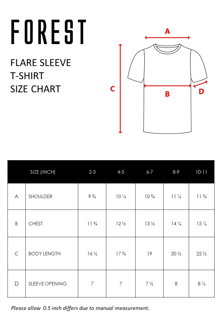 Forest Kids Girl 100% Cotton Flare Short Sleeve T-Shirt Girls Graphic Round Neck T-Shirt | Baju Budak - FK820067
