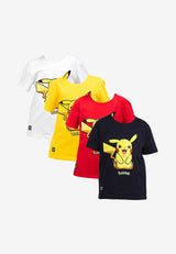 Forest Kids Pokémon Coral Fleece Textured Embroidered Pikachu Round Neck Tshirt | Baju T Shirt Budak - FPK21000