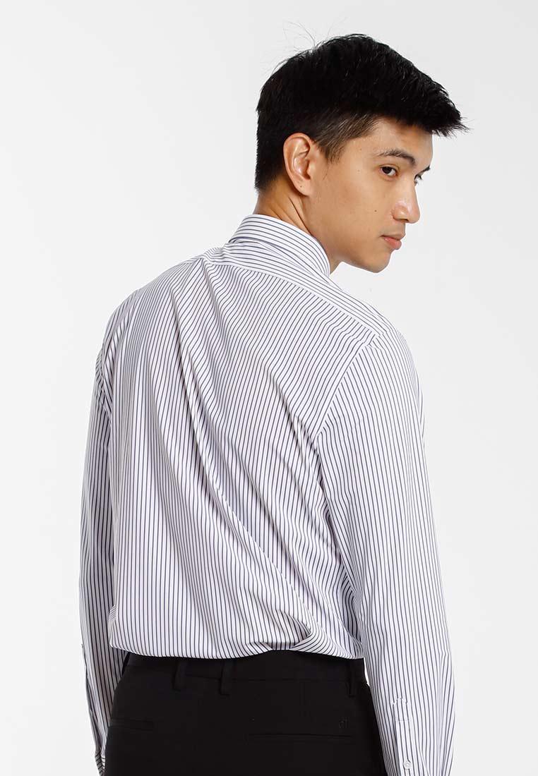 Alain Delon Baju Kemeja Berkolar | Alain Delon Rayon Mixed No Pocket Slim Fit Stripes Collar - 15223025