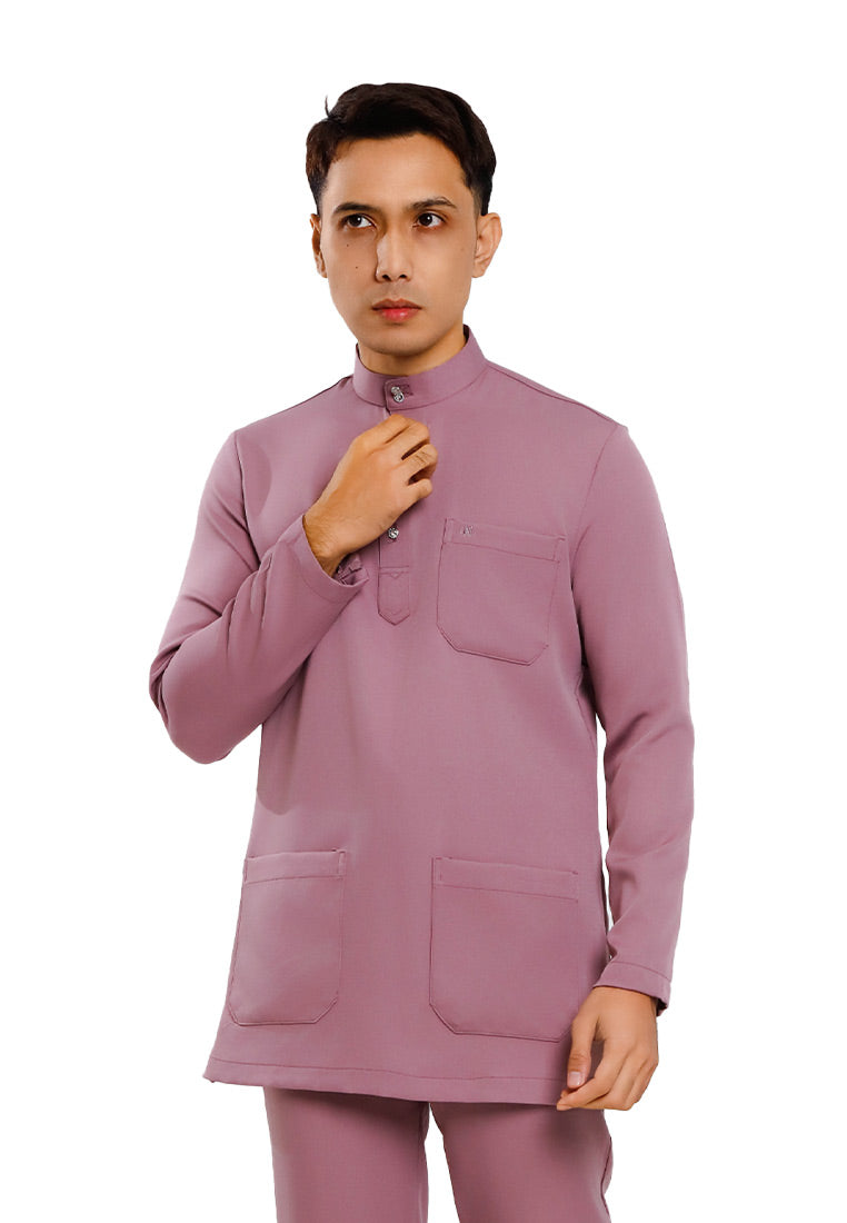 Forest x Hatta Dolmat Baju Melayu Cekak Musang Regular Fit - BM23766 -76SmokePurple