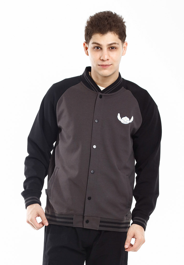 Forest Jacket Lelaki | Forest x Disney Stitch Premium 260gsm Air-Cotton Regular Fit Men Baseball Jacket - FW30008