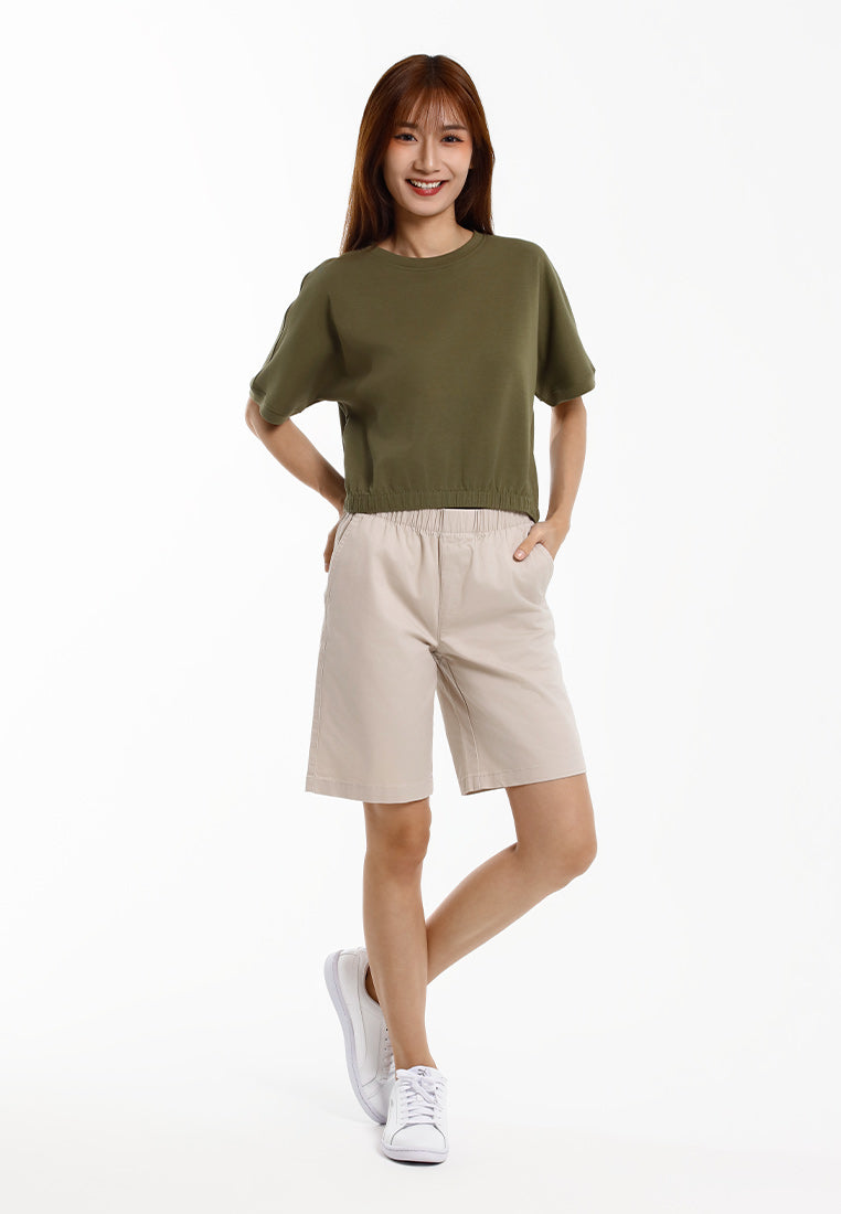 Forest Baju Perempuan | Forest Ladies Cotton Interlock Short Sleeve Round Neck Casual Elastic Hem T-Shirt - 822409