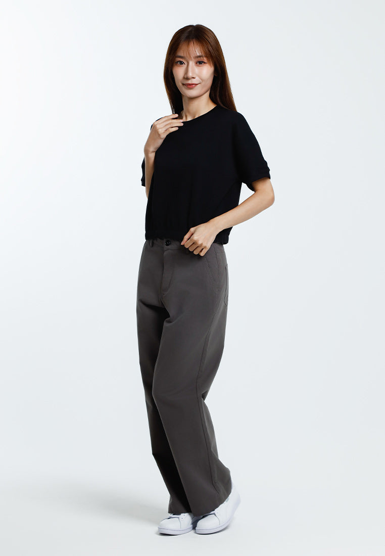 Forest Baju Perempuan | Forest Ladies Cotton Interlock Short Sleeve Round Neck Casual Elastic Hem T-Shirt - 822409