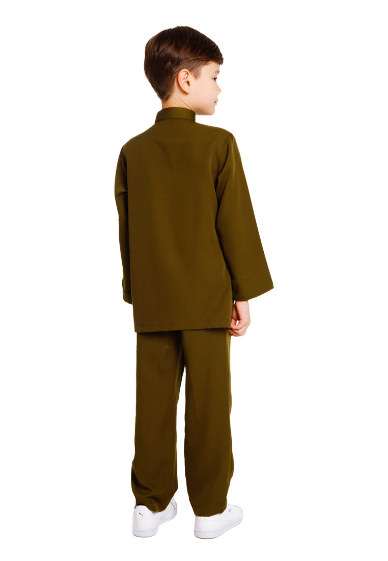 Forest x Hatta Dolmat Baju Melayu Budak Cekak Musang Regular Fit - FK23766BM -45DkOlive
