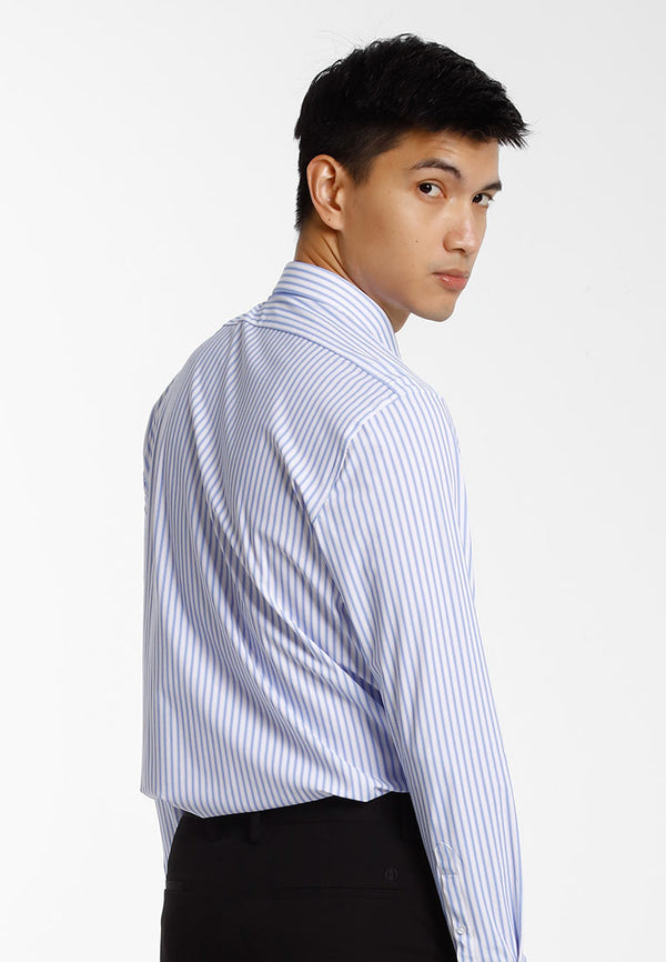 Alain Delon Kemeja Berkolar | Alain Delon Rayon Mixed No Pocket Slim Fit Stripes Collar - 15223023
