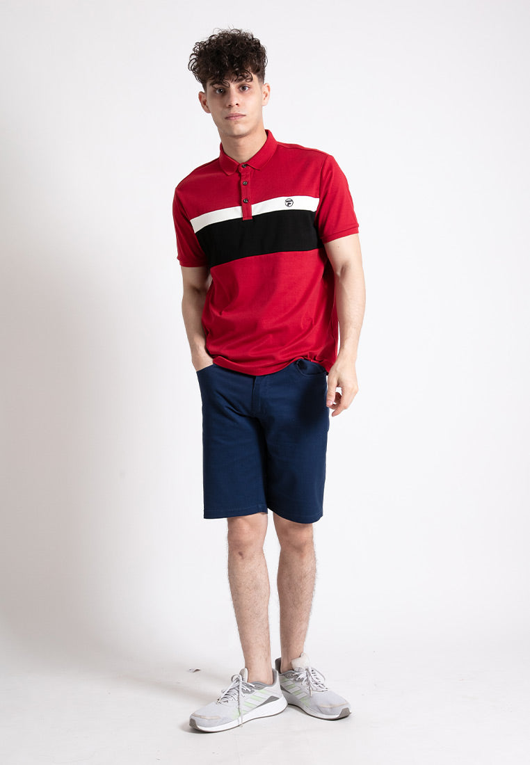 Forest Premium Weight Cotton 220gsm Interlock Knitted Polo T Shirt Colour Block Cut & Sew | T Shirt Lelaki - 23812