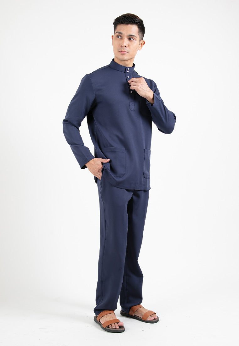Forest x Hatta Dolmat Baju Melayu Cekak Musang Regular Fit  - BM23766 -33Navy