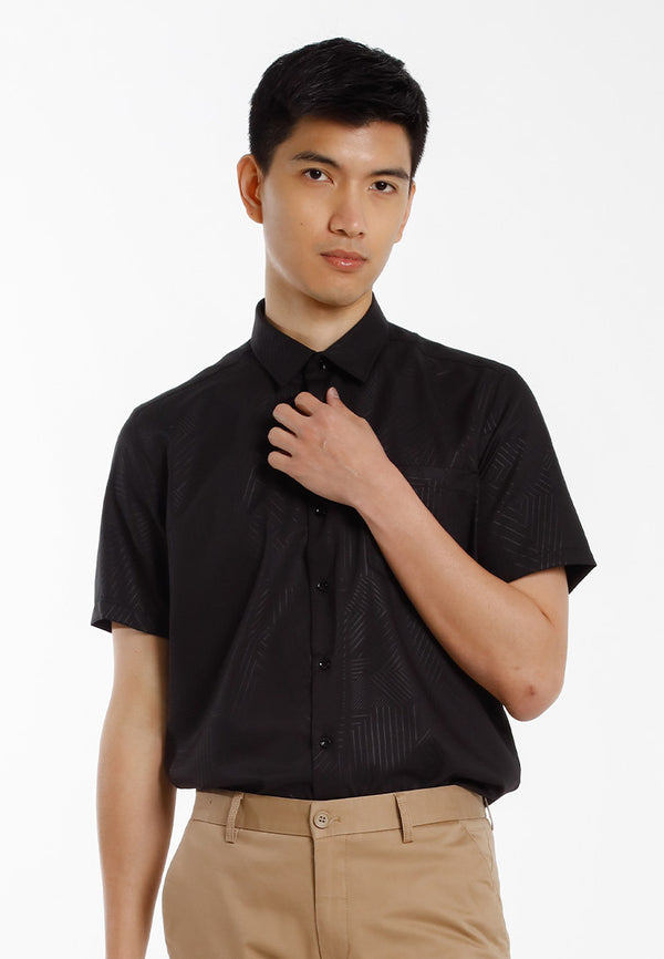 Alain Delon Baju Kolar Lelaki | Alain Delon Cotton Spandex Modern Fit Short Sleeve Collar - 14525016