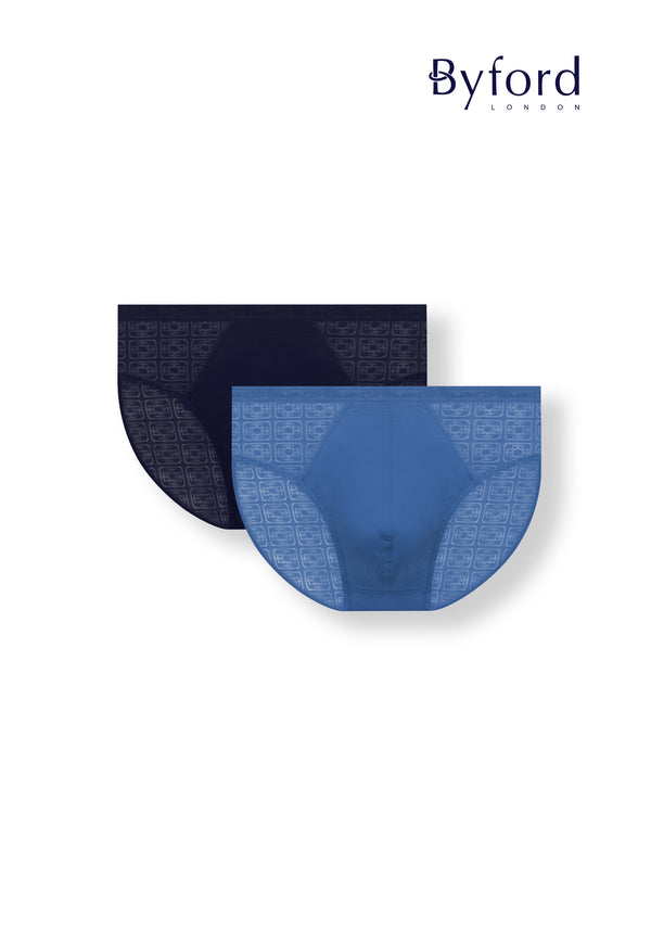 (2 Pcs) Byford Mens Microfibre Spandex Mini Brief Underwear Assorted Colours - BUB769M