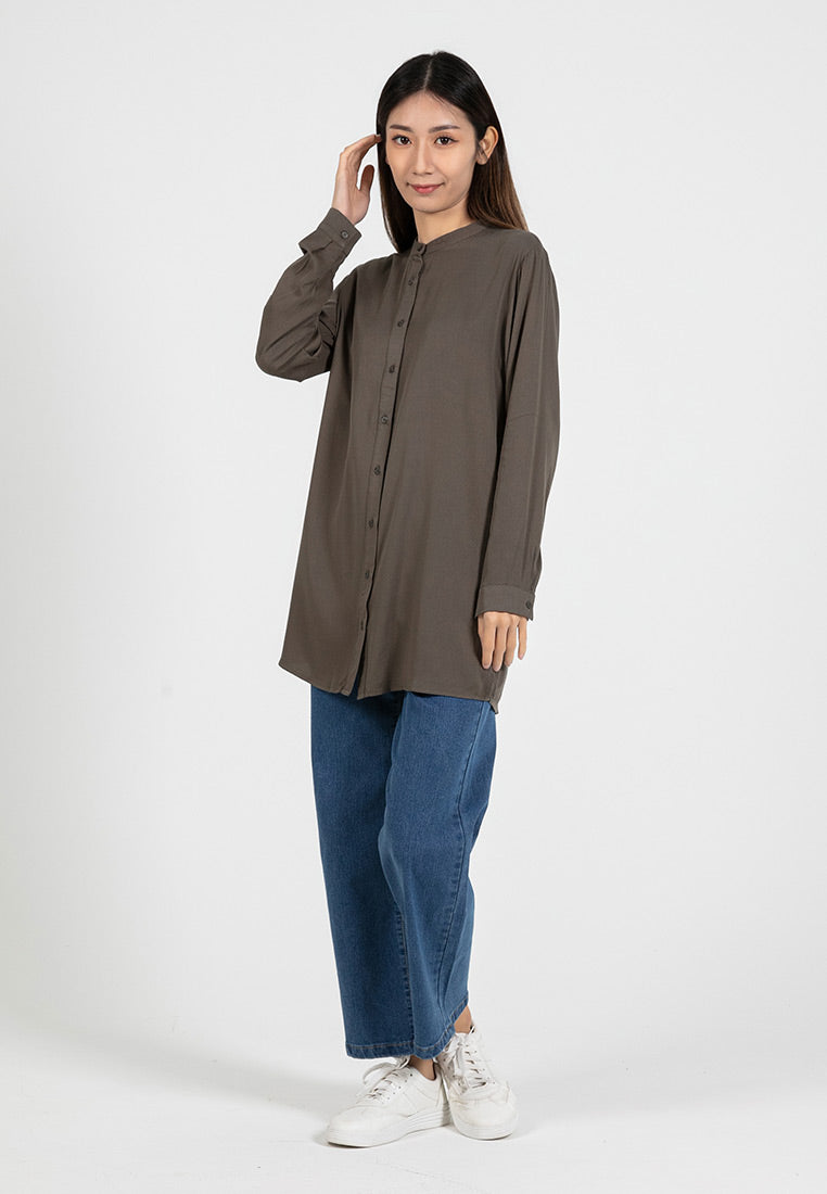 Forest Ladies Rayon Shirt Women Long Sleeve Tunic | Baju Kemeja Lengan Panjang Perempuan - 822405