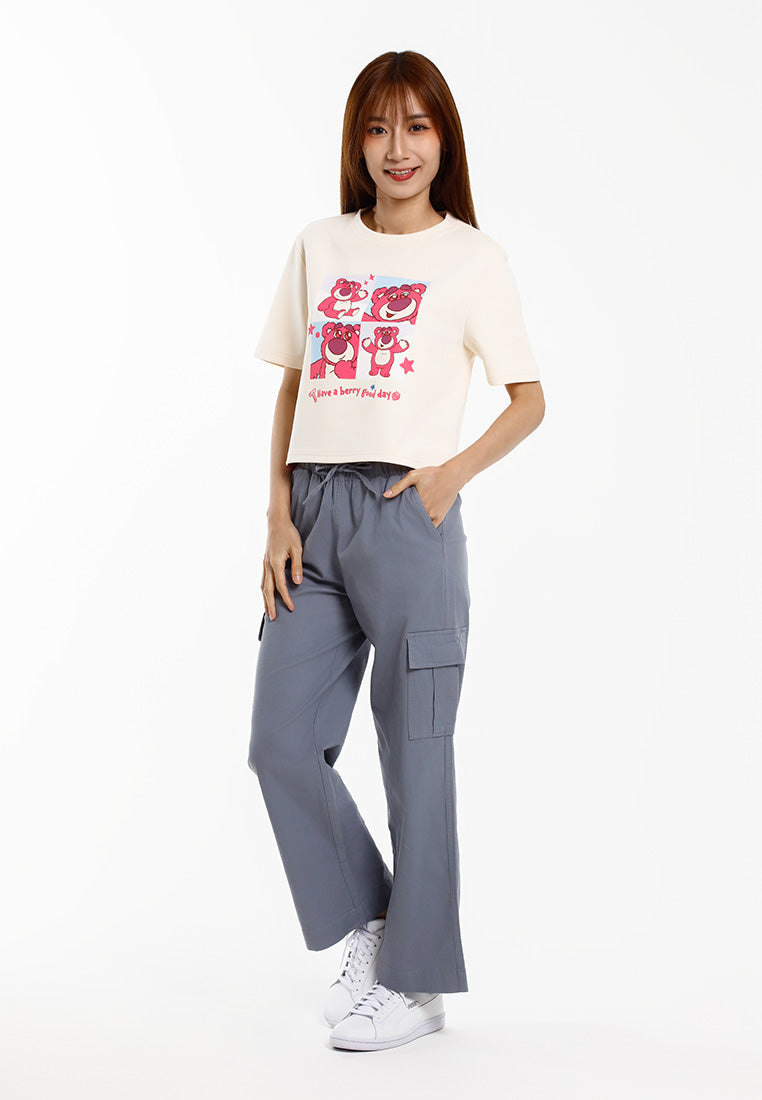 Forest Baju Perempuan | Forest x Disney Lotso Heavy Weight (260gsm) Short Sleeve Ladies Crop Top - FW820122