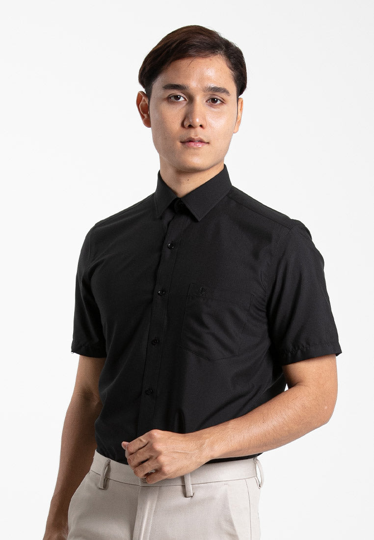 Alain Delon Short Sleeve Regular Fit Plain Business Shirt  - 14024015