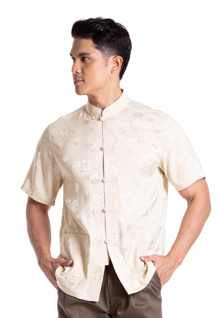 Alain Delon 2025 CNY Men Traditional PV Short Sleeve Shirt Tang Suit | Sam Fu | å”è£… - 14525002