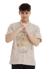 Alain Delon CNY 2025 Linen Reg Cut With Mand Collar - 14525004