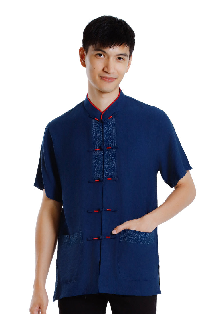 ALAIN DELON CNY 2025 CTN LINEN REG CUT WITH MAND COLLAR - 14525005