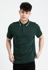 Forest Premium Weight Cotton 220gsm Interlock Knitted Pocket Polo Tee | Baju T Shirt Lelaki - 23765