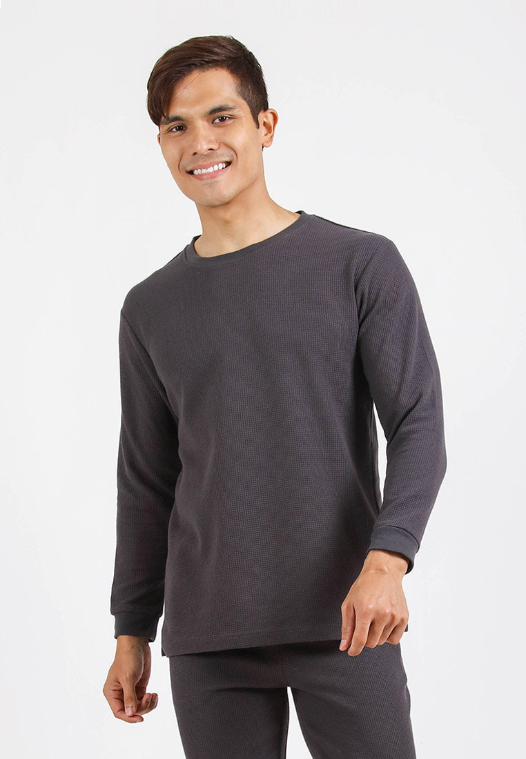 Forest Waffle Knit Crew Neck Long Sleeve T Shirt Men | T Shirt Lelaki Lengan Panjang - 23831