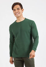 Forest Waffle Knit Crew Neck Long Sleeve T Shirt Men | T Shirt Lelaki Lengan Panjang - 23831