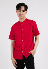 Forest Mandarin Collar Plain Men / Boy Shirt | CNY 2024 Year Dragon Family Wear - 621369 / FK20230