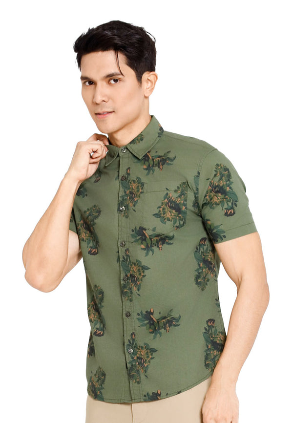 Forest Woven Full Printed Short Sleeve Men Shirt | Baju Kemeja Lelaki - 621439
