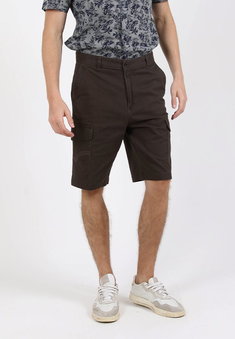 Forest Stretchable Cotton Twill Cargo Bermuda Shorts | Seluar Pendek Lelaki - 670206