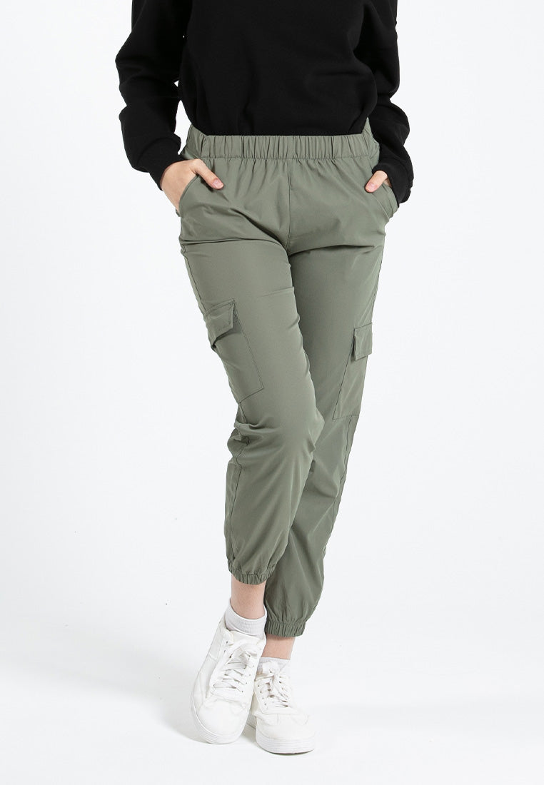 Forest Ladies Polyester Elastic Waisted Cargo Pants Women Casual Jogger Long Pants | Seluar Panjang Perempuan - 810494