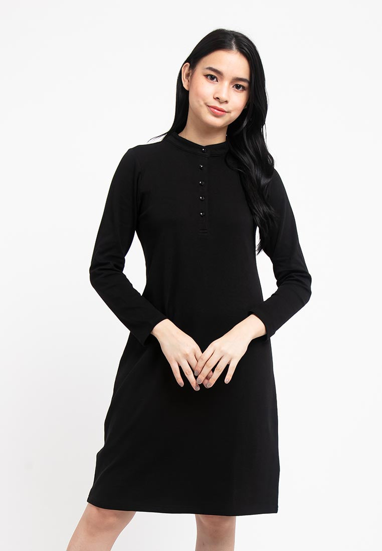 Forest Ladies Premium Weight Cotton Mandarin Stand Collar Long Sleeve Blouse Women Dress - 822093