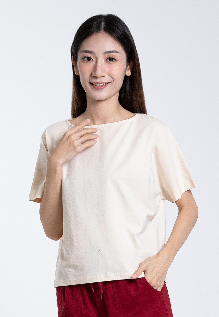 Forest Ladies Premium Soft-Touch Cotton Crew Neck Drape Tshirt Women | Baju T Shirt Perempuan - 822101