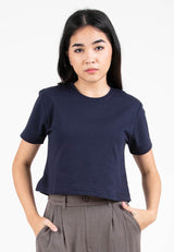 Forest Ladies Round Neck Cotton Terry Boxy Croped Top | Baju T-Shirt Perempuan - 822264