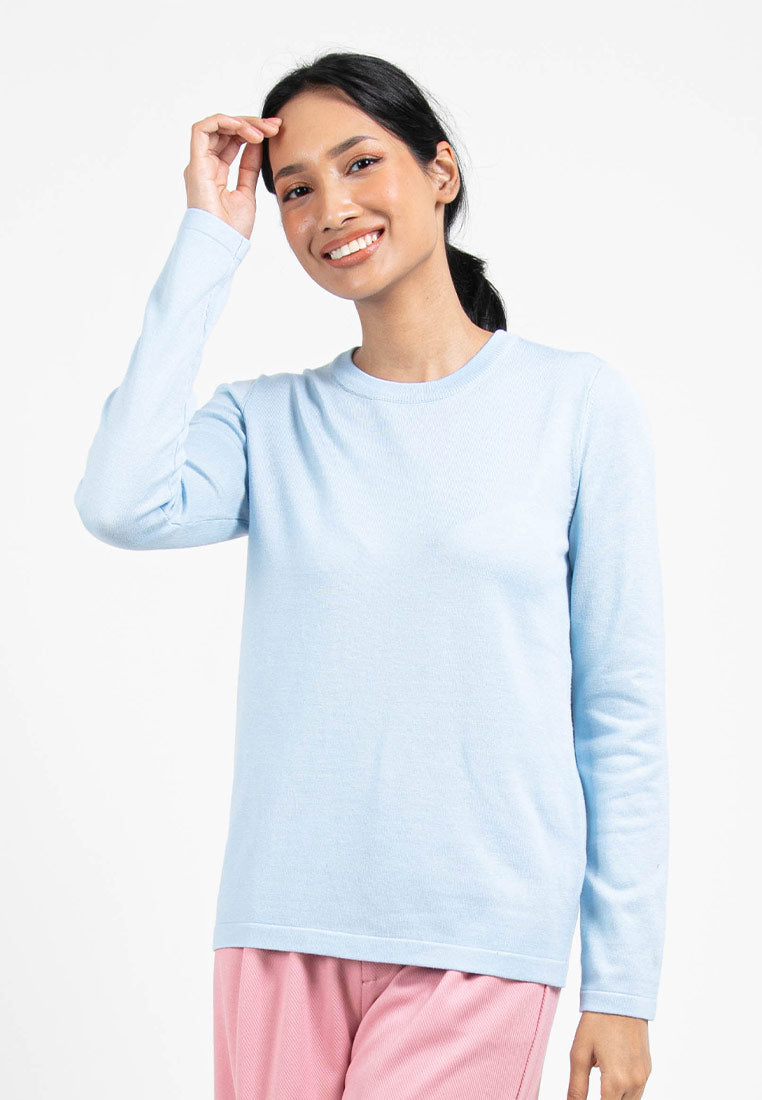 Forest Ladies Casual Basic Plain Long Sleeve Knit Sweater | Baju Perempuan Lengan Panjang - 822341