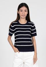 Forest Ladies Casual Striped Short Sleeve Knit Top | Baju Perempuan - 822347