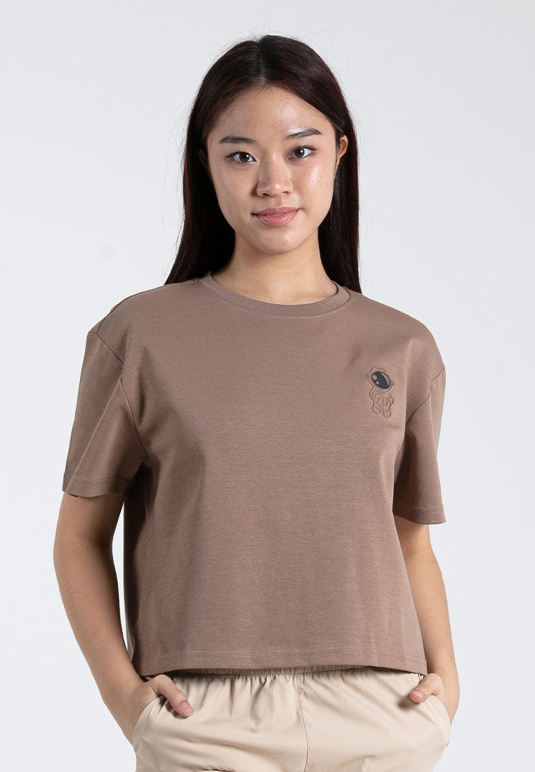 Forest Ladies Heavy Weight Cotton Boxy-Cut Round Neck Tee Ladies Casual Loose Fit Crop Top - 822401