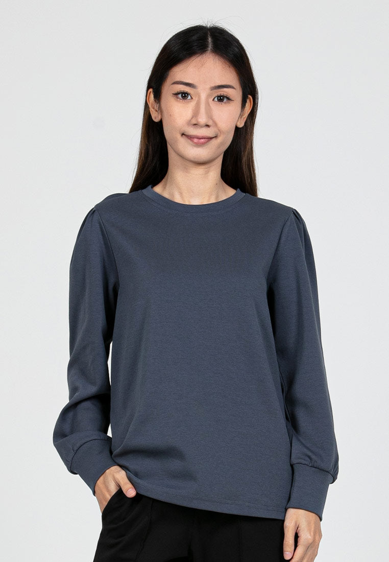 Forest Ladies Cotton Interlock Long Sleeve Women T-Shirt Casual Plain Sweatshirt | Baju Lengan Panjang Perempuan- 822412