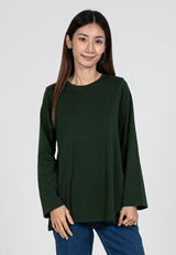 Forest Ladies Cotton Interlock Long Sleeve Round Neck T-Shirt Women Loose Fit | Baju Lengan Panjang Perempuan- 822414