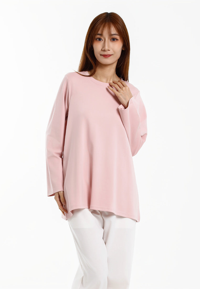 Forest Baju Lengan Panjang Perempuan | Forest Ladies Cotton Interlock Long Sleeve Round Neck T-Shirt Loose Fit - 822414