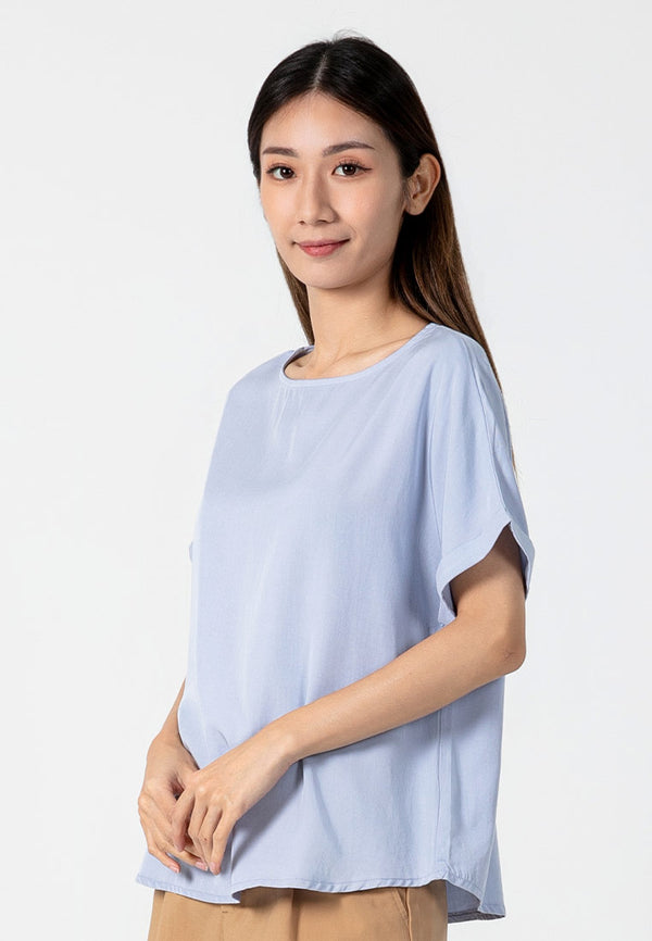 Forest Ladies Rayon Lyocell Casual Plain Blouse Women Short Sleeve Blouse | Baju Perempuan - 822416