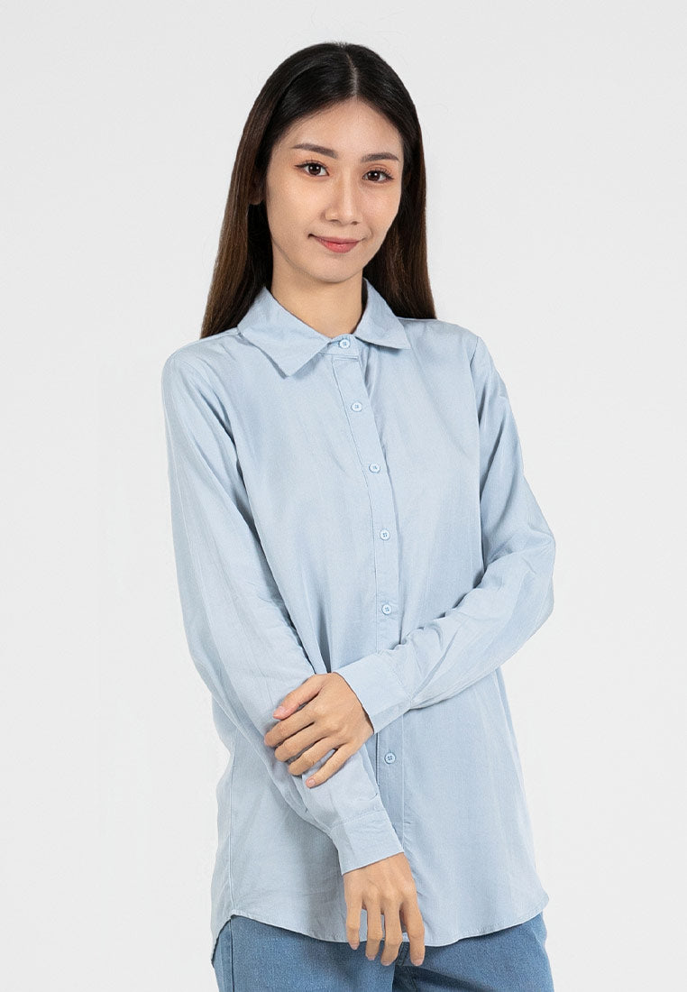 Forest Ladies Rayon Lyocell Shirt Women Long Sleeve Shirt | Baju Kemeja Lengan Panjang Perempuan - 822419