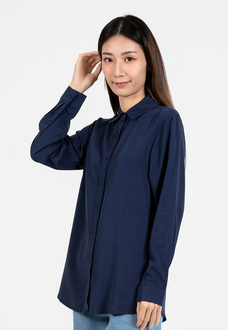 Forest Ladies Rayon Lyocell Shirt Women Long Sleeve Shirt | Baju Kemeja Lengan Panjang Perempuan - 822419