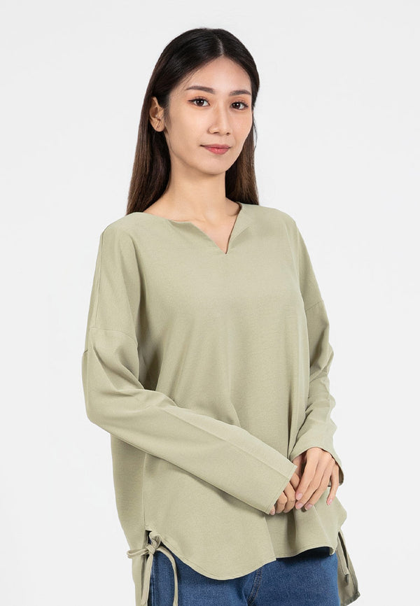 Forest Ladies Polyester Plain Blouse Women Long Sleeve Blouse | Baju Perempuan Lengan Panjang - 822420