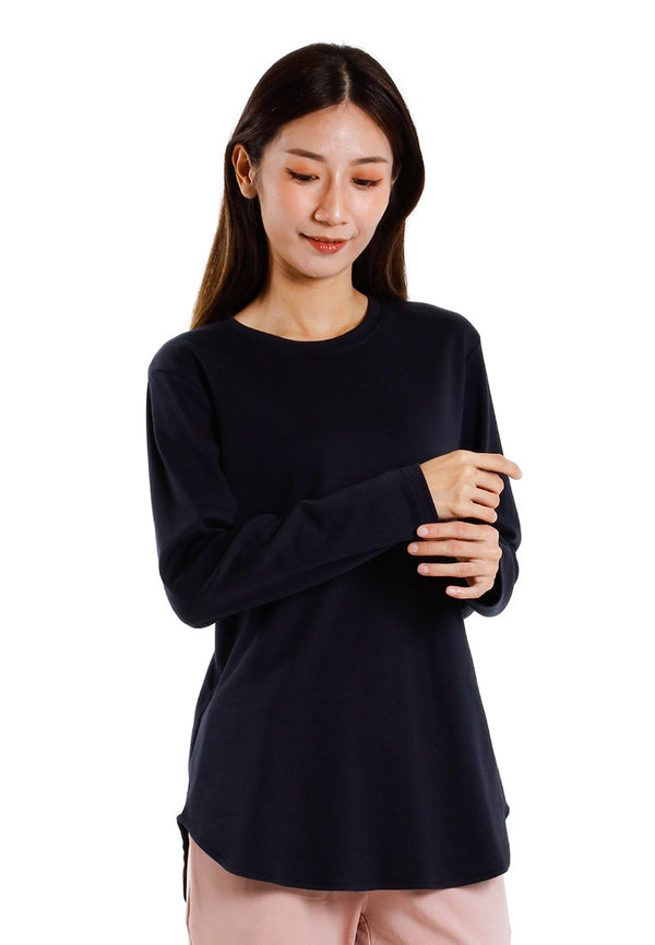 Forest Ladies Cotton Interlock Round Neck T-Shirt Women Plain Long Sleeve Tee - 822423