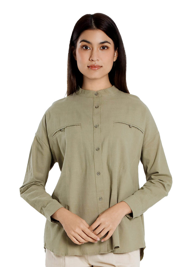 Forest Ladies Cotton Linen Oversized Shirt Women Long Sleeve Button Shirt - 822473