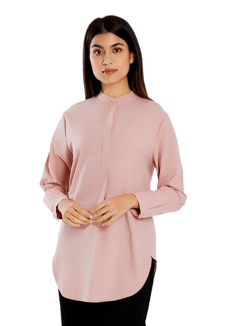 Forest Ladies Modal Cotton Plain Blouse Women Long Sleeve Tunic | Baju Kemeja Lengan Panjang Perempuan - 8822489
