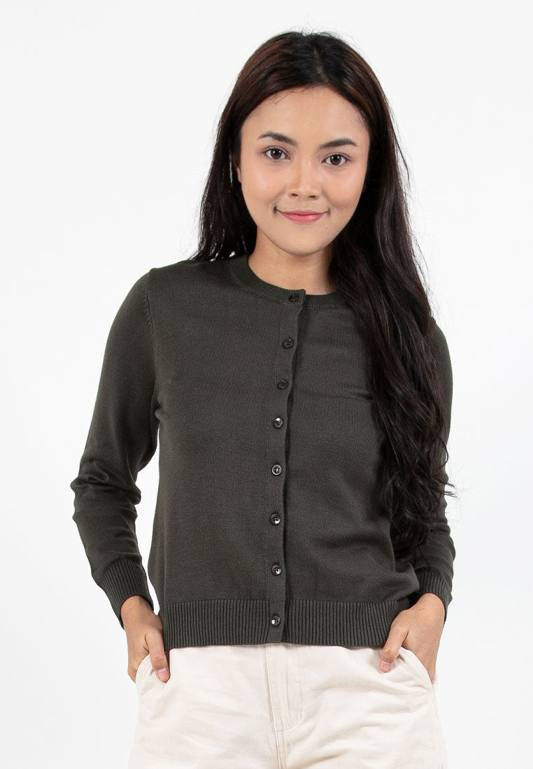 Forest Ladies Casual Basic Plain Long Sleeve Knit Cardigan | Baju Perempuan - 830124